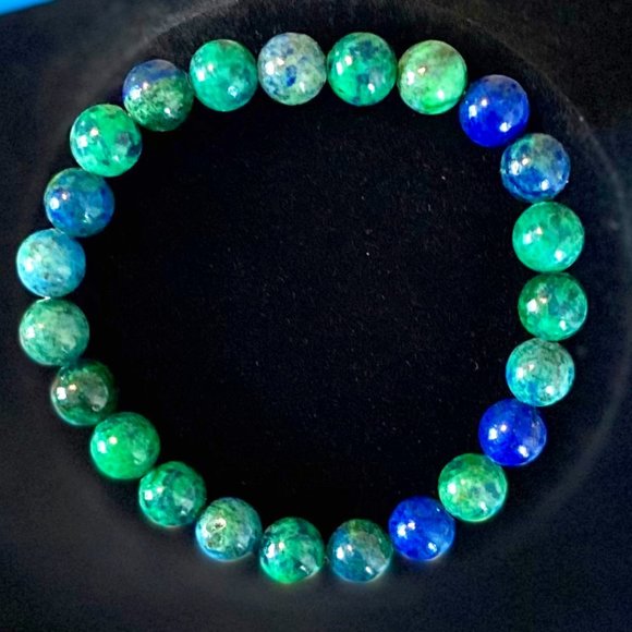 Azurite Precious stone beaded bracelet with stretch cord. - Picture 1 of 1